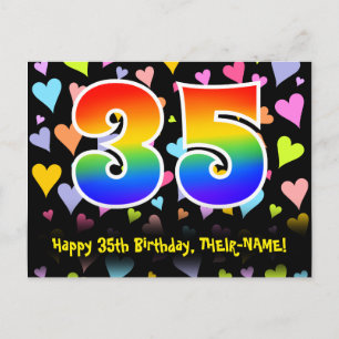 Carte Postale 35e anniversaire : Fun Hearts Motif, Arc-en-ciel 3
