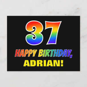 Carte Postale 37e anniversaire : Bold, amusant, simple, arc-en-c