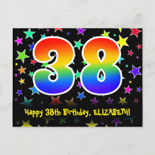 Carte Postale 38e Anniversaire : Motif Étoiles Amusantes, Arc-en