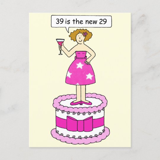 Carte Postale 39e Anniversaire Humour Pour Sa Dame Sur Un Gateau Zazzle Ch