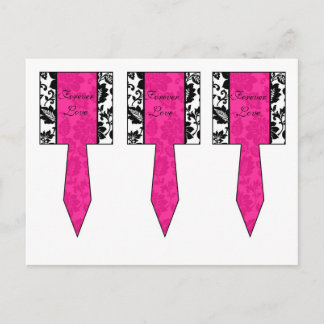 Carte Postale 3 cueillettes de gâteau de la Coupe Damas Rose Noi