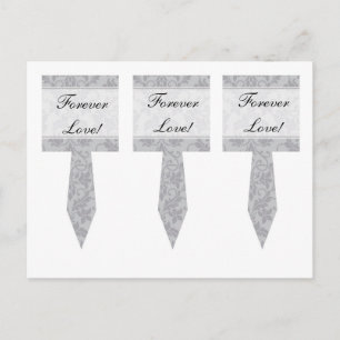 Carte Postale 3 cueillettes de pâtisserie Mariage damassé gris b