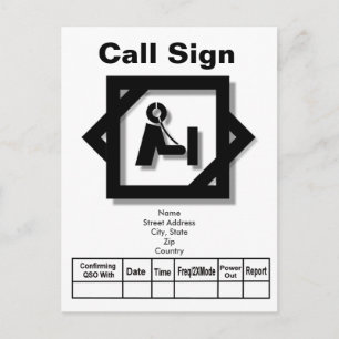 Carte Postale 3-D Look Ham Icon QSL    CardPersonnalisez-Le!