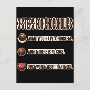 CARTE POSTALE 3 ÉTAPES POUR LA CHOCOHOLIQUE