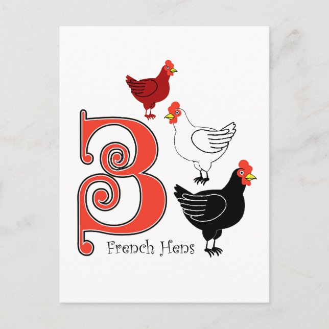 Carte Postale 3 poules françaises (Devant)