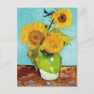 Carte postale 3 tournesols dans un vase de Van Gog