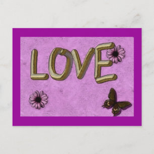 Carte Postale 3D Love You Gold