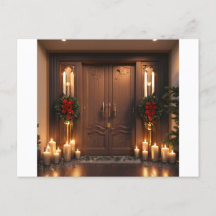 Carte Postale 3D portes doubles superbes bougies de Noël engrave