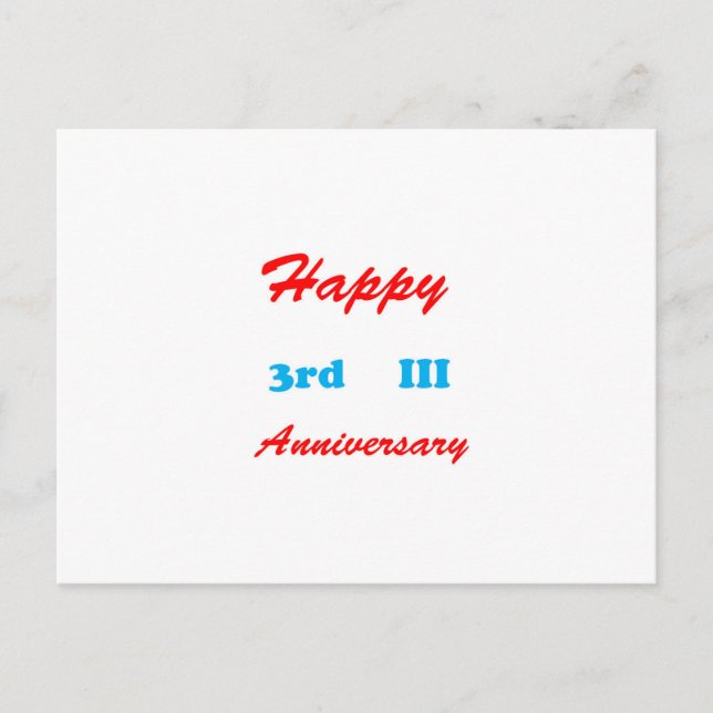 Carte Postale 3e ANNIVERSAIRE heureux CADEAUX DE RETOUR porte -  (Devant)