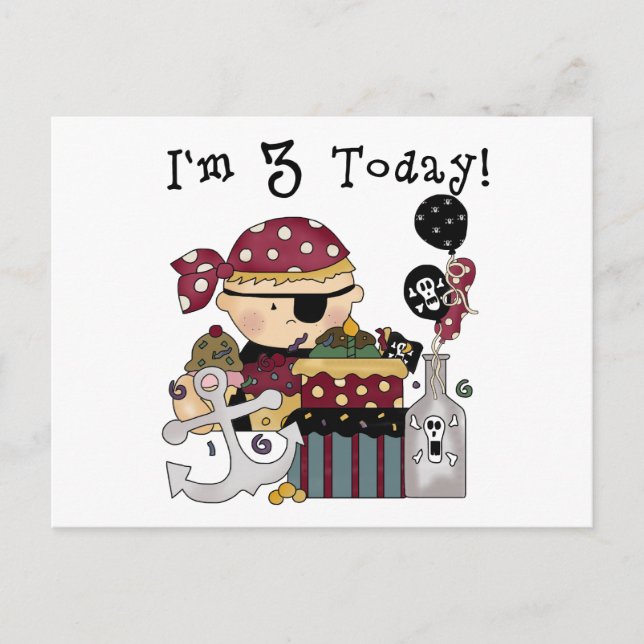 Carte Postale 3e anniversaire Pirate Tshirts et cadeaux (Devant)