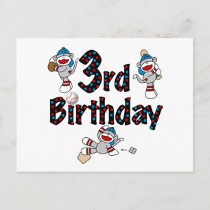 Carte Postale 3ème anniversaire du baseball de singe de soie