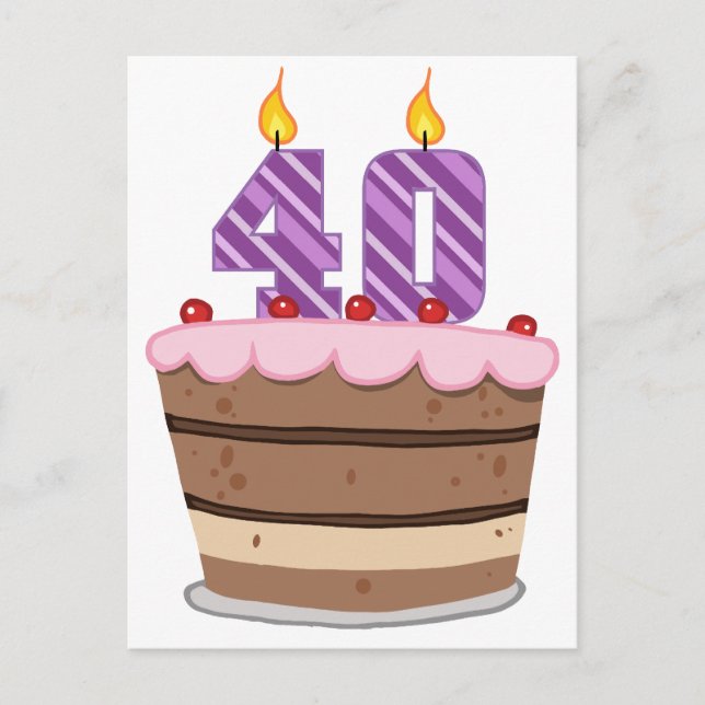 Carte Postale 40 ans sur le gâteau d'anniversaire (Devant)