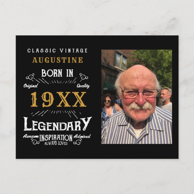 Carte Postale 40e anniversaire Black Gold Retro Photo (Devant)
