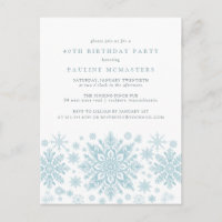 CARTE POSTALE 40e anniversaire Blue Snowflake Invi
