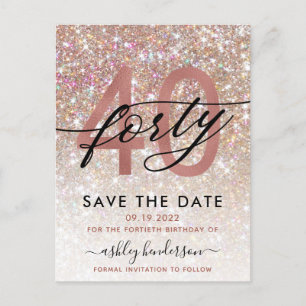 Carte Postale 40e anniversaire Chic Parties scintillant Ombre En