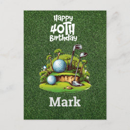 Carte Postale 40e anniversaire de golf Golfeur des années formi