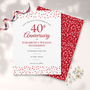 Carte Postale 40e anniversaire de mariage Rubis Cœurs Enregistre