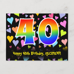 Carte Postale 40e anniversaire : Fun Hearts Motif, Arc-en-ciel 4