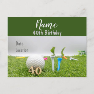 Carte Postale 40e anniversaire invitation fête sur vert