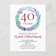 40e anniversaire Ruby Floral Bluebells Date de cha