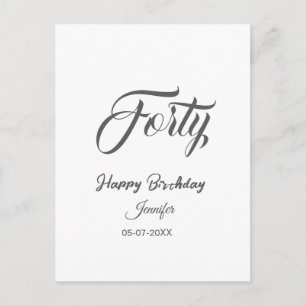 Carte Postale 40ème lettre quarantième anniversaire ajouter nom 