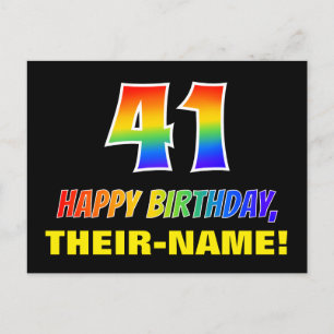 Carte Postale 41e anniversaire : Gras, Amusant, Simple, Arc-en-c