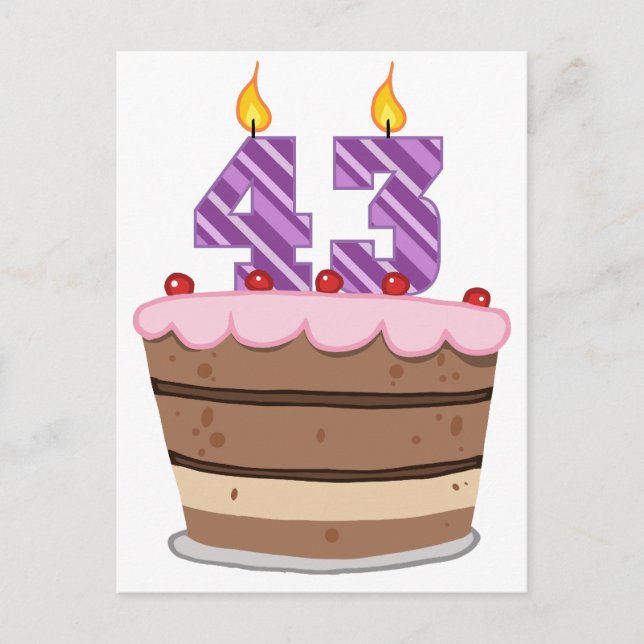 Carte Postale 43 ans sur le gâteau d'anniversaire (Devant)
