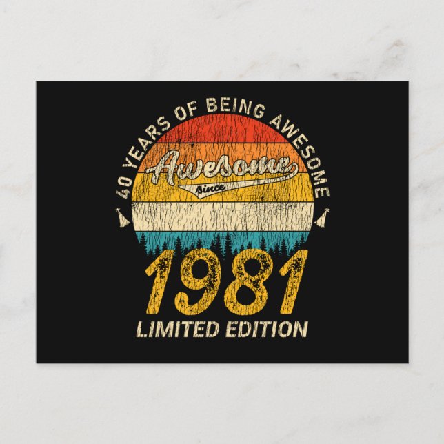 Carte Postale 44 Ans 1981 Retro Awesome 44e anniversaire Cadeau (Devant)