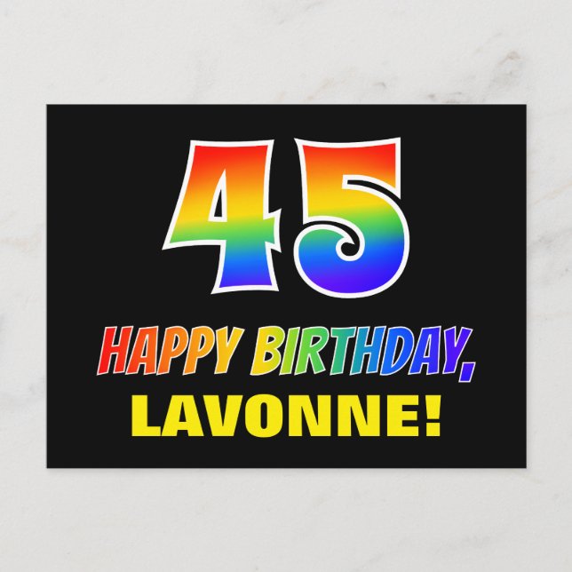 Carte Postale 45e anniversaire : Bold, amusant, simple, arc-en-c (Devant)