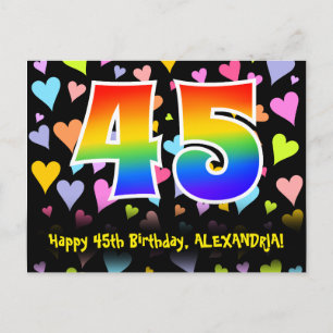 Carte Postale 45e anniversaire : Fun Hearts Motif, Arc-en-ciel 4