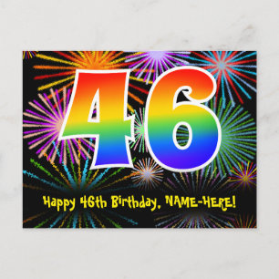 Carte Postale 46e anniversaire - Fun Motif feux d'artifice + Arc