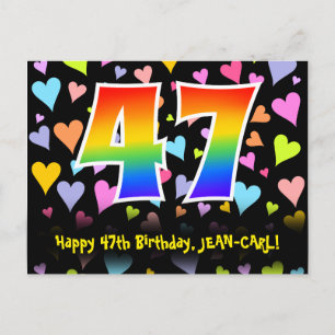 Carte Postale 47e anniversaire : Amusants Motif de Coeurs, Arc-e