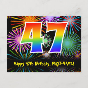 Carte Postale 47e anniversaire - Fun Motif feux d'artifice + Arc