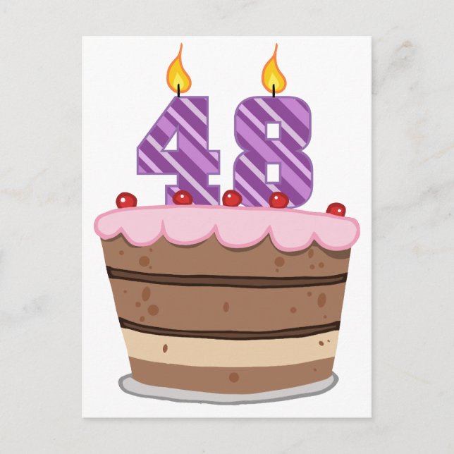 Carte Postale 48 ans sur le gâteau d'anniversaire (Devant)