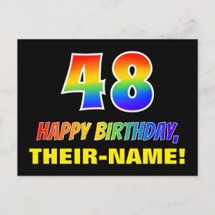 Carte Postale 48e anniversaire : Bold, amusant, simple, arc-en-c
