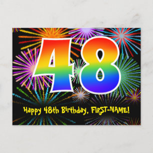 Carte Postale 48e Anniversaire – Motif de Feux d'Artifice Amusan
