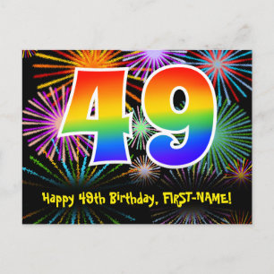 Carte Postale 49e Anniversaire – Motif de feux d'artifice amusan