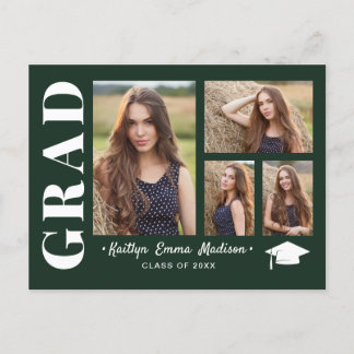 Carte Postale 4 Collage photo Script moderne Vert Grad