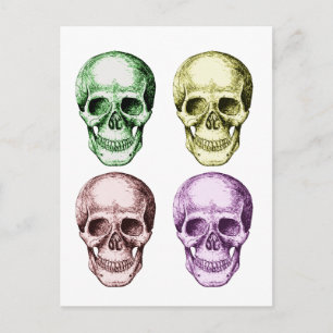 Carte Postale 4 Couleurs de visage de crâne