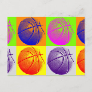 Carte Postale 4 couleurs Pop Art Basketball
