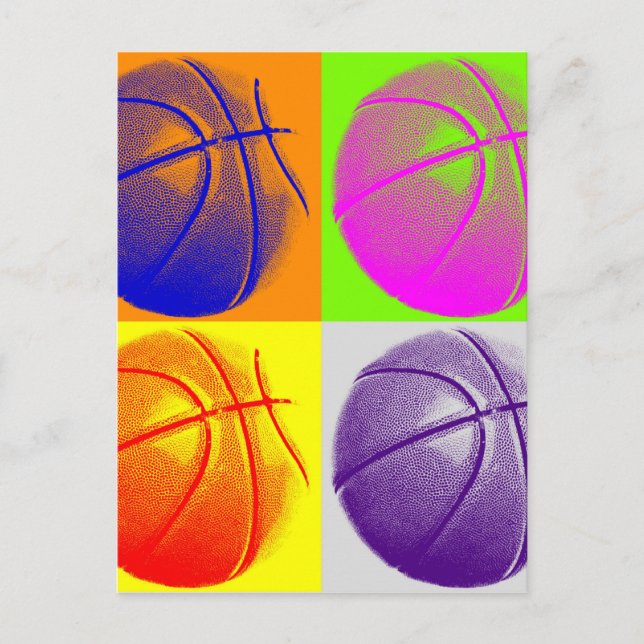 Carte Postale 4 couleurs Pop Art Basketball (Devant)