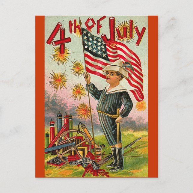 Carte Postale 4 JUILLET ! Art vintage (Devant)
