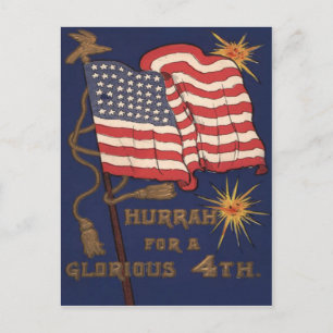 Carte Postale 4 JUILLET d'explosion du feu d'artifice du drapeau