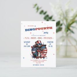 Carte Postale 4 juillet dinosaure heureux avec chapeau et lunett