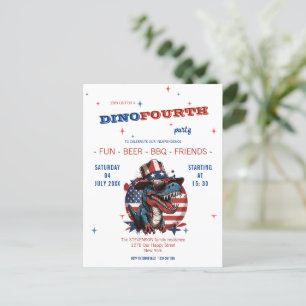 Carte Postale 4 juillet dinosaure heureux avec chapeau et lunett