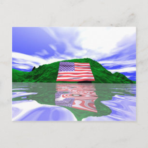 Carte Postale 4 juillet Drapeau américain et Green Hills