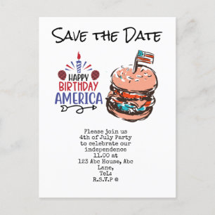 Carte Postale 4 juillet Enregistrer la date fête de l'Indépendan