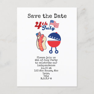 Carte Postale 4 juillet Enregistrer la date fête de l'indépendan