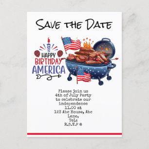 Carte Postale 4 juillet Enregistrer la date fête de l'indépendan