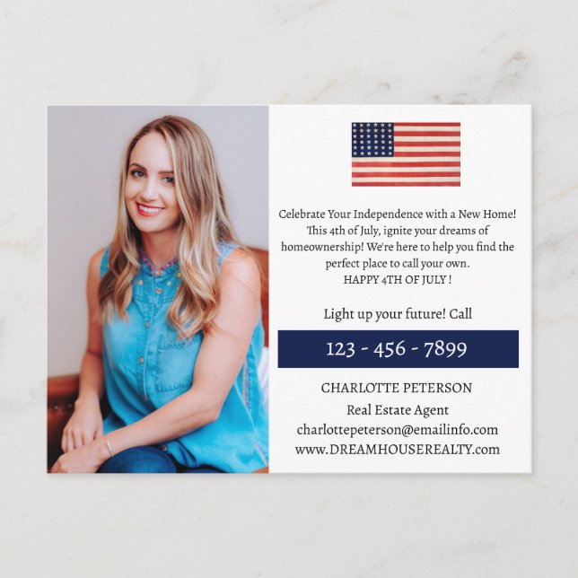 Carte Postale 4 juillet Immobilier (Devant)